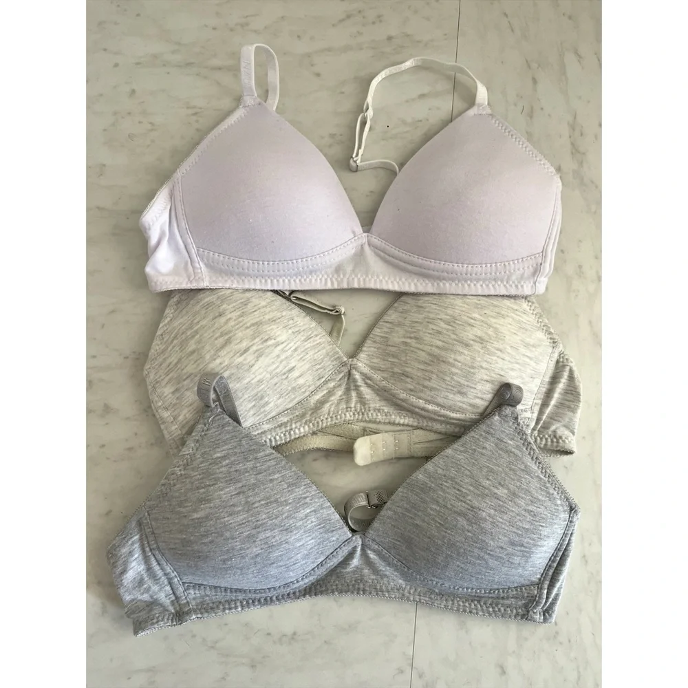 Nautica Kids 3-Pack Lightly Padded Bras Gray White Pink Size 34A